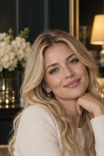 Woman smiling in an elegant lounge
